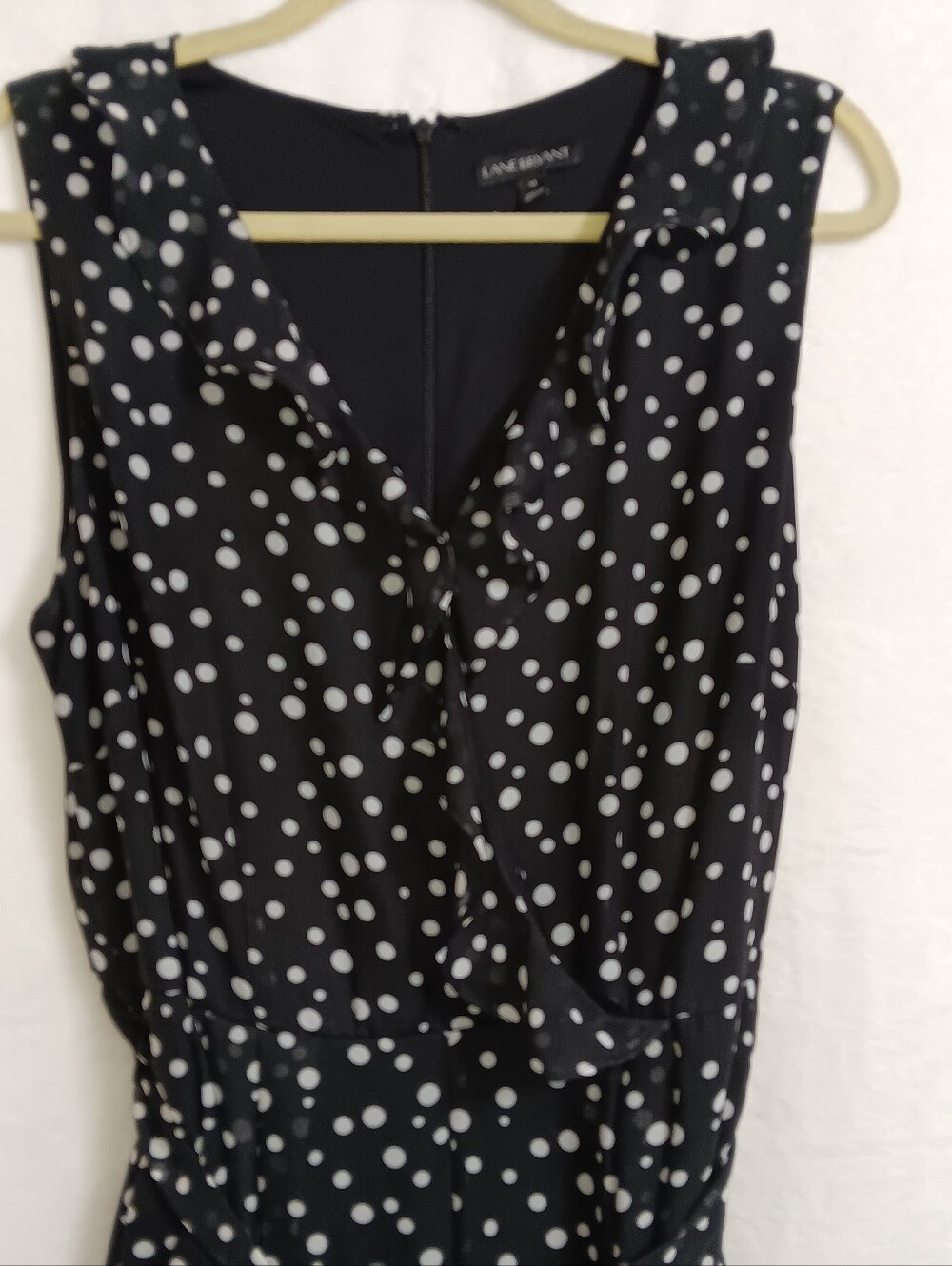Lane Bryant Black and White Polka Dot Sleeveless Jumpsuit
